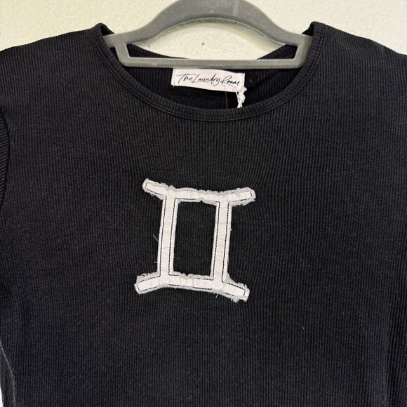 The Laundry Room Black Crop Top with White Gemini Symbol - Picture 5 of 9